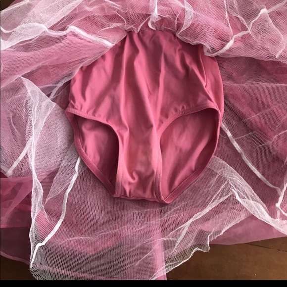 Size 6-8 dance costume attached bodysuit & netting - Picture 3 of 3